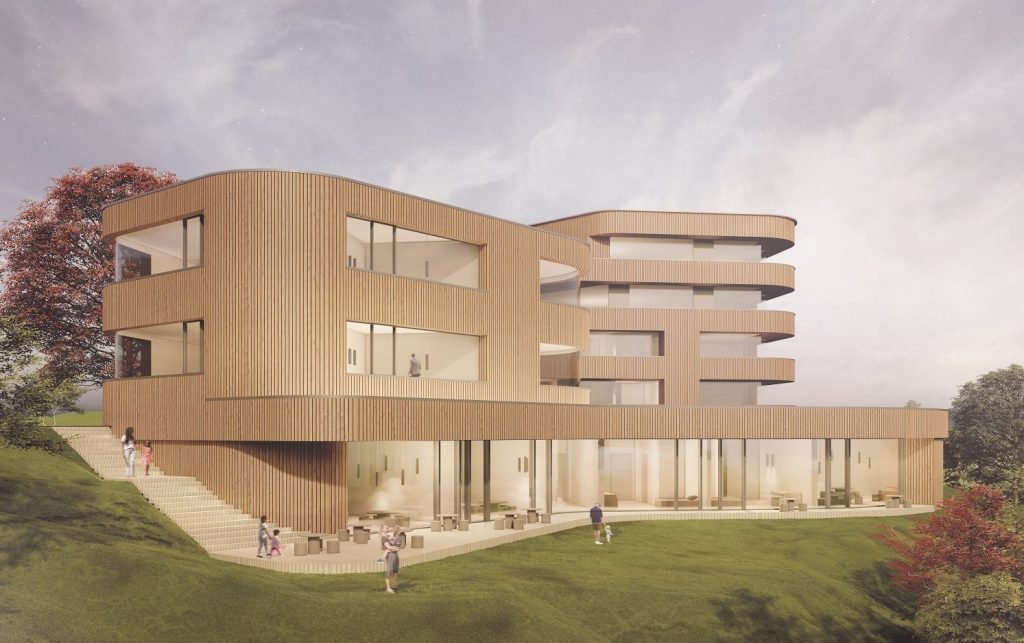 Architektenentwurf des geplanten nestwärme Hauses auf dem Petrisberg in Trier. 